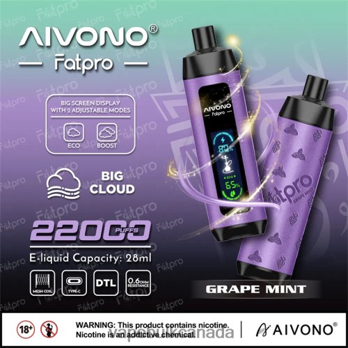 Vape Wholesale Canada - Aivono Fatpro 22000 Grape Mint 2J4F602